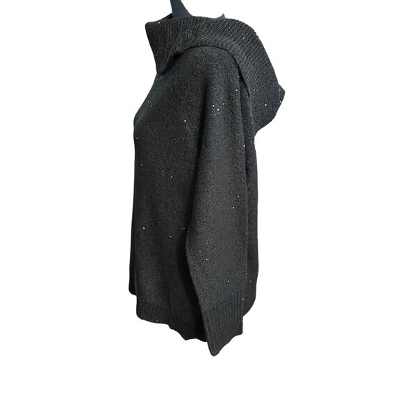 Chico's Sweater Size 1 M Black NWT Cowl Turtleneck Pullover Touch of Sparkle - Picture 5 of 13